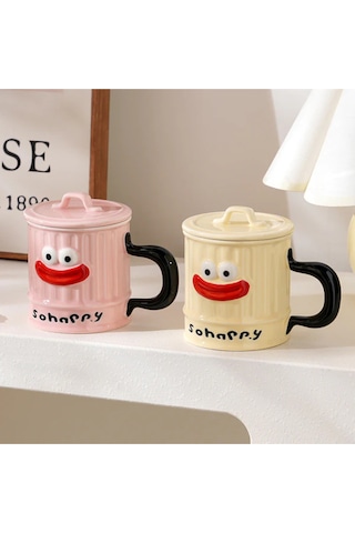 Komik Karakter Tasarımlı Seramik Kupa Bm-1435 Bej