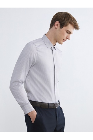 Lcw Busıness Antrasit Slim Fit Uzun Kollu Çizgili Erkek Gömlek