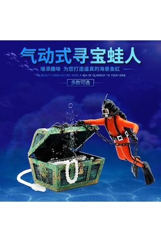 Youmex Akvaryum Zekâsı: Turuncu Kurbağa Adamlı Basınçlı Oksijenli Sandık, Gemi Enstitüsü Dekorasyonu - Dayanıklı Malzeme İle Kolay Kullanım