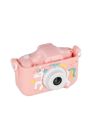 Acton Full HD Dijital Çocuk Fotoğraf Makinesi Pembe Silikon Kılıflı Köpek
