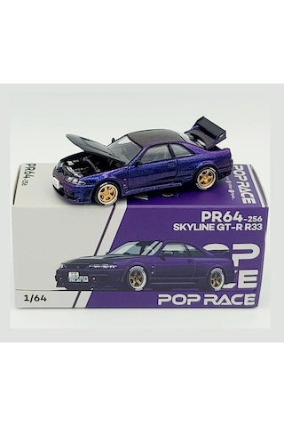 Pop Race 1/64 Nissan Skyline Gt-r R33 Nisom Midnight Purple Limited Edition 256