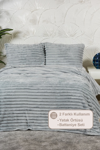 Elart Mateo Battaniye Seti Tek Kişilik Wellsoft 2 Parça 180x240 Cm Gri Gri