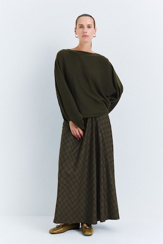 Defacto Regular Fit Drape Detaylı Kareli Normal Bel Etek I3597ax26wnkh70 Haki-kh70