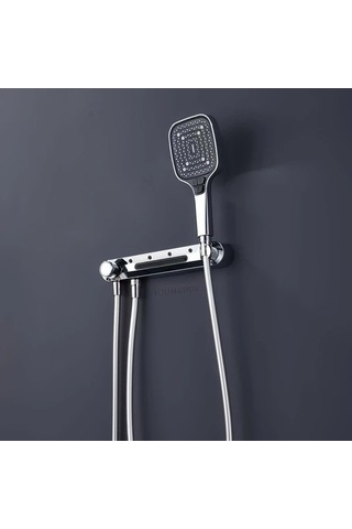 Fastbuy Challenger Iouhappy Gümüş Duvar Tipi Duş Sistemi - 3 Modlu Yağmur Ve El Duşu - Hızlı Kurulum Gümüş