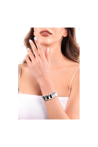 Kadın Antik Gümüş Kaplama Çubuk Parçalı Siyah Renk Swarovski Taş Detaylı Lastikli Bohem Bileklik Siyah