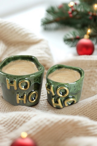 Gleam Yeşil Seramik El Yapımı Mug & Türk Kahvesi Karışık 2li Set Yeşil