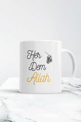 Her Dem Allah Kupa Bardak Beyaz