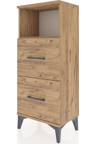 Arges Komodin Tek Raflı 2 Çekmeceli 44x30x106 Çam-çam Çam