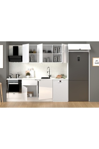 320 Cm %100 Mdf Tezgahlı Efil Ankastre Mutfak Dolabı Beyaz