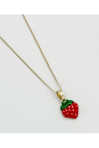 14k Gold Plated Strawberry Kids Kolye Gold