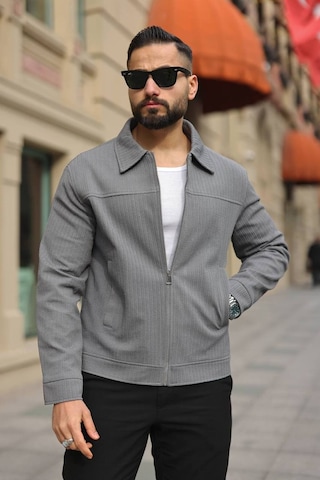 Premium Dokulu Kumaş Mevsimlik Ceket Gri