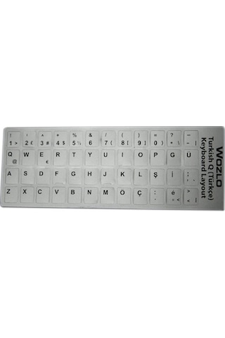 Laptoplar Için Türkçe (Q) Klavye Sticker Gri