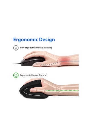 Ergonomik Fare, Dikey Kablosuz Bilgisayar Faresi 2.4g