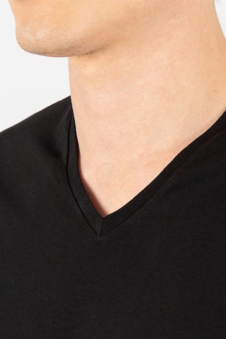 Tudors Slim Fit Dar Kesim V Yaka Düz Basıc Kısa Kol T-Shirt-16654 Siyah