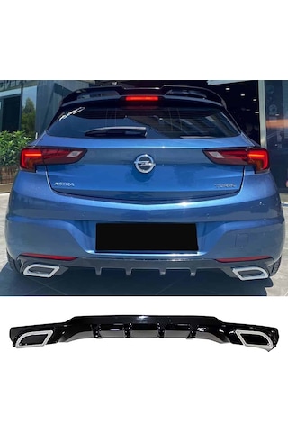 Opel Astra K Sport Difüzör Parlak Siyah Plastik Egzoz Görünüm 2015-2021 Arka-difizör-bodykit-ek