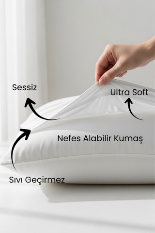 6 Adet Sıvı Geçirmez Microfiber Yastık Alezi Seti - Su Geçirmez Yastık Koruyucu 50x70 Cm Beyaz
