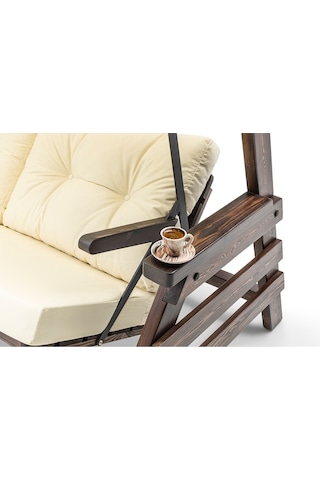 Belek Swing Ahşap Dış Mekan Bahçe Balkon & Teras Salıncağı Krem