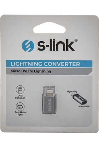 S-link Sl-ta20m Gümüş Metal Gövde Microusb 5pin F To Lightning M Çevirici