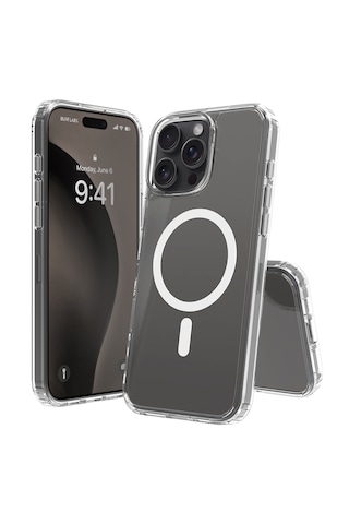 Apple İphone16 Pro Kılıf Magsafe Wireless Kablosuz Şarj Destekli Şeffaf Darbe Emici Kapak Şeffaf