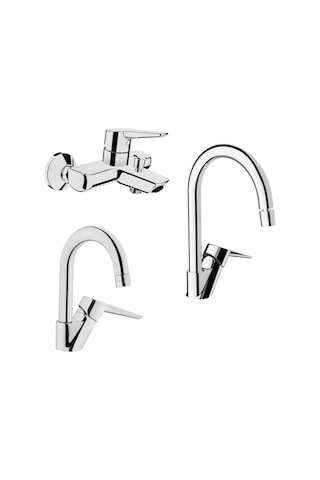 Artema Solid S Kuğu Lavabo Eviye Mutfak Ve Banyo Batarya Seti A42444 + A42148 + A42442 Krom