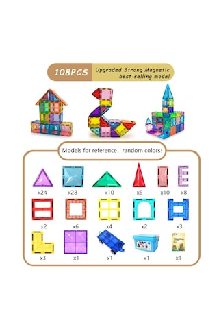 Magblock 108 Parça Tamamı Mıknatıslı Yapı Blokları