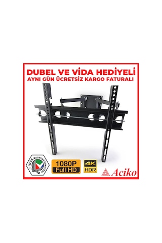 4 Hareketli Çift Kollu Lcd Led Tv Askı Aparatı Universal