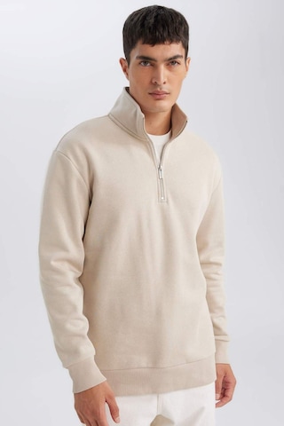 DeFacto 3 İplik Pamuklu Şardonlu İçi Polarlı Comfort Regular Fit Rahat Kalıp Dik Yaka Fermuarlı Kalın Sweatshirt D9067AXNSBG735