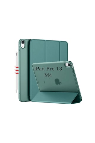 Fuchsia Apple iPad Pro 13 2022 M4 Çip İle Uyumlu Kalemlikli Standlı Katlanabilir Smart Cover Tablet Kılıfı Kapaklı Kılıf