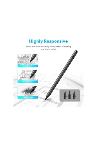 Apple Uyumlu iPad  2018-2025 Pro11m4 Air11m2-i P10/9/8/7/6 Air5/4/3 Mini6/5 Avuç Içi Reddi Aktif Stylus Kalem