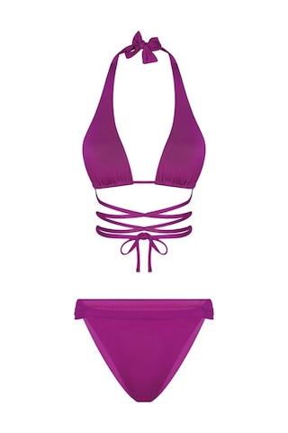 Bonesta Chandra Üçgen Bağlamalı Büzgü Detaylı Fuşya Bikini Takımı