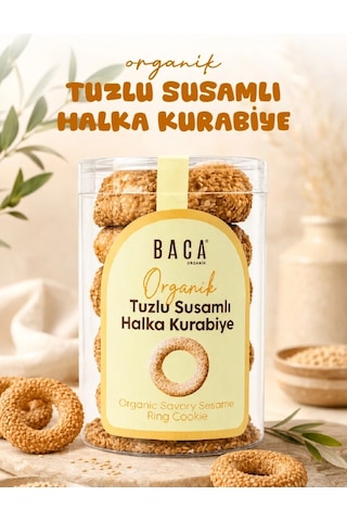 Organik Tuzlu Susamlı Halka Kurabiye 100g