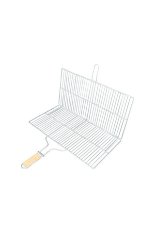 Büyük Boy Mangal Izgarası - 50x30 Cm - Ahşap Saplı Hafta Sonu Açık Hava Bahçe Malzemesi