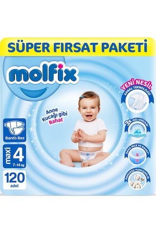 Molfix Bebek Bezi 4 Beden Maxi Süper Fırsat Paketi 120 Adet 3'lü