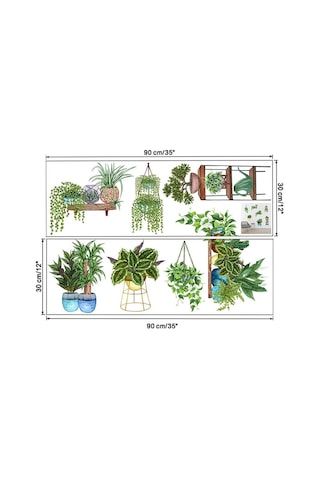 Saksılı Çiçek Tasarımlı Yapışkanlı Sticker 5060 Çok Renkli