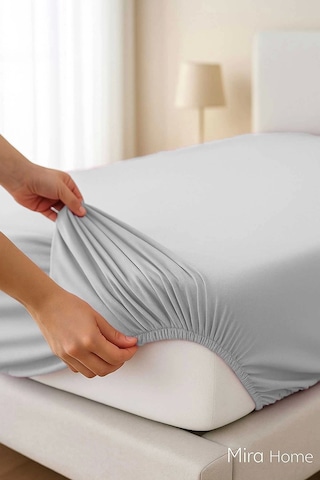 Tek Kişilik Düz Penye %100 Pamuklu Lastikli Çarşaf 100x200 Cm Newsheet Gri Çok Renkli