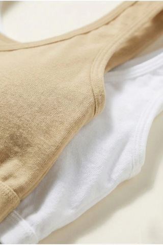 İpeksi Collection Kalın Askılı Pamuklu Çıkarılabilir Pedli Büstiyer Bralet - Sporcu Yarım Atlet Açık Bej