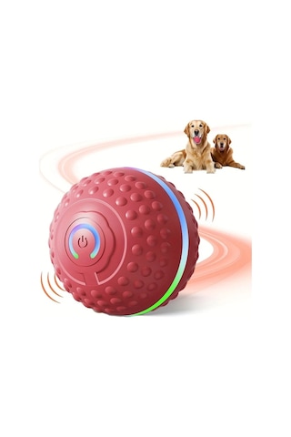 Turcoshop11 1 Otomatik Zıplayan Kırmızı Köpek Oyuncağı Usb Şarjlı Akıllı İnteraktif Top Küçük Orta Büyük Boy Köpekler İçin