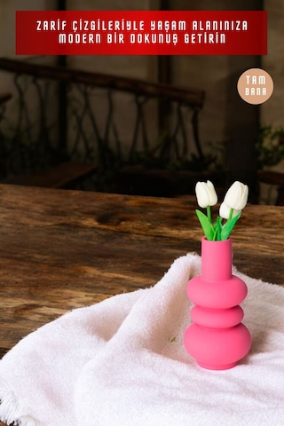 Dekoratif Vazo Obje Ev Dekorasyon Masa Üstü Dekor Vazo Model 5 Pembe Pembe