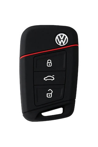 Volkswagen Passat B8 Skoda Superb Silikon Anahtar Kılıfı Siyahkırmızı02