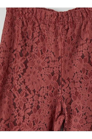 Lcw Everyday Bordo Beli Lastikli Dantelli Kadın Pantolon