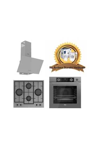 Ferre D088 - LN388 - XE64CPR Fryart & Steamart Gri Cam Ankastre Set