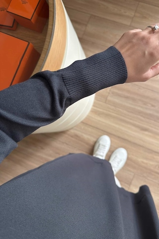 Kahijab Yan Fermuar Basic Merserize Tunik - Füme