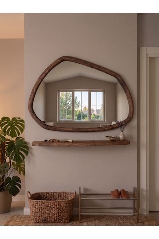 Dekoratif Asimetrik Model 110x80 Cm Aynalı Dresuar - Raf Ceviz