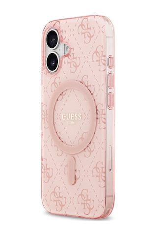 Apple Uyumlu iPhone 17 Kılıf Guess Lisanslı M-safeli Iml Baskılı Klasik Logolu 4g Desenli Kapak Pembe Pembe