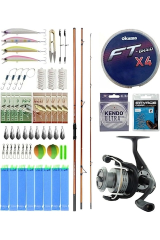 Yekoutdoor Olta Seti Okuma Trio Rex Surf 420cm 120-250gr 3 Parça Surf Kamışı&okuma Revenger Rv-65 Fd Olta Makinesi 1 Adet