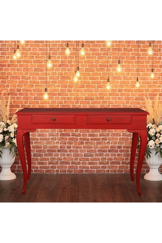 Roys Ahşap 100 Cm Çekmeceli Kırmızı Eskitme  Dresuar Kırmızı