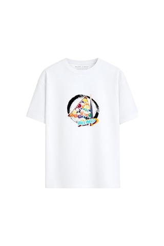 Black Nova Oversize Baskılı Unisex %100 Pamuk T-shirt Zen Billiard Beyaz