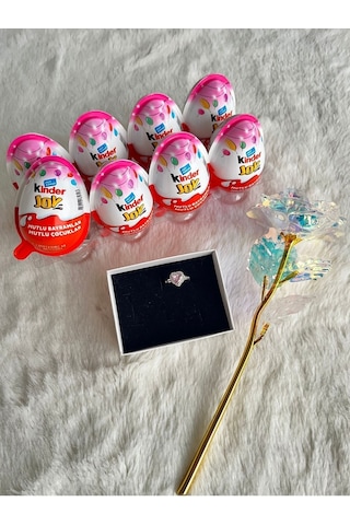 8 Li Kinder Süpriz Yumurta İçinden Çıkan Kalpli Yüzük