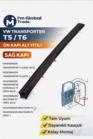 Im Global Vw Transporter T5 T6 Ön Kapı Alt Fitili Sağ 7h0837566a Kapı Fitili Kapı Lastiği