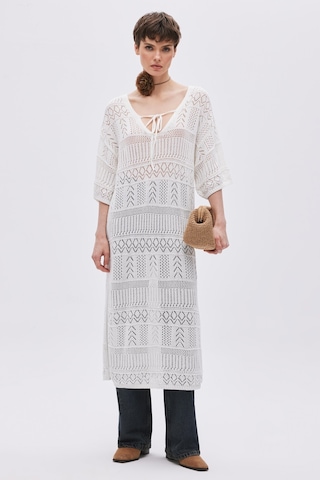 Sherin Ekru Ajurlu Oversize Triko Elbise-ekru Ekru